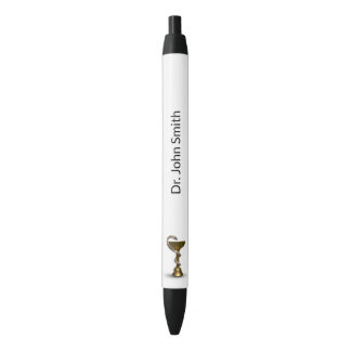 Caneta Preta Caduco Branco de Higieia Bronze de Cobra Médica