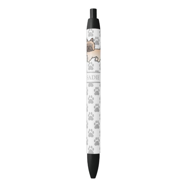 Caneta Preta Cairn Terrier Trigo com Nome e Patas Cinzas (Frente Vertical)