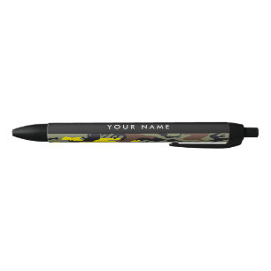 Caneta Preta Camuflagem Amarela e Marrom Personalize seu nome