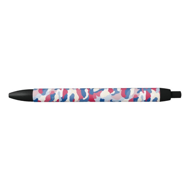 Caneta Preta Camuflagem Azul e Branco Vermelho (Frente)