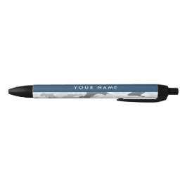 Caneta Preta Camuflagem Cinza Neve de Inverno Personalize seu n