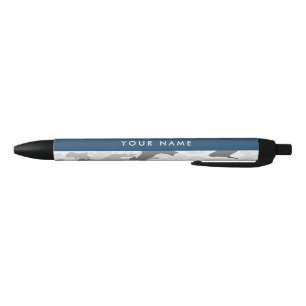 Caneta Preta Camuflagem Cinza Neve de Inverno Personalize seu n
