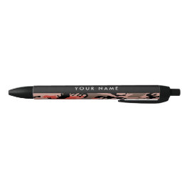 Caneta Preta Camuflagem Vermelha e Marrom Personalize seu nome