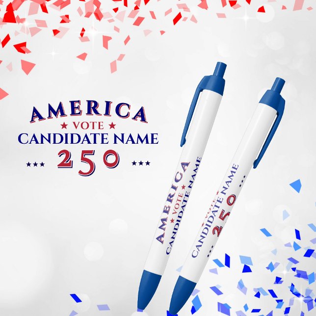 Caneta Preta Candidato à Campanha Eleitoral Política da América (America 250 Anniversary Political Election Campaign Candidate Blue Pen Keepsake Gift Donor Volunteer)