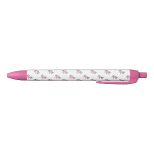 Caneta Preta Caneta/Esperança com Fita Rosa
