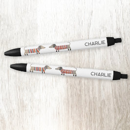 Caneta Preta Cão de linguiça de Dachshund Personalizado