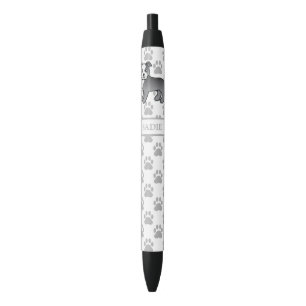 Caneta Preta Cão e nome de desenho animado branco e azul