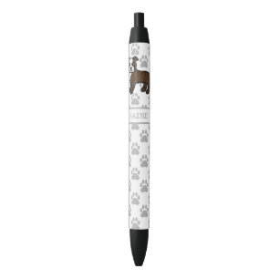 Caneta Preta Cão e nome do boneco de gafe branco
