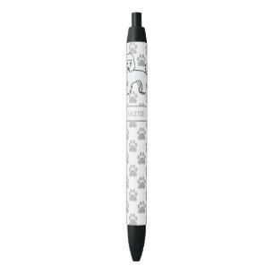 Caneta Preta Cão e nome do desenho animado branco de poodle de