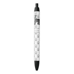 Caneta Preta Cão e nome do desenho animado branco e preto
