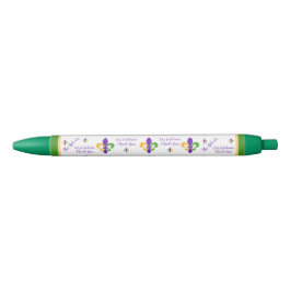 Caneta Preta Carnaval NAME Verde Dourado Roxo Fleur de Lis
