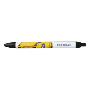 Caneta Preta Cartografia de carro esportivo amarelo e bonito