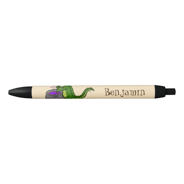 Caneta Preta Cartografia engraçada do cozinhar de jacaré verde (Frente)