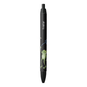 Caneta Preta Cartoon de mosca verde-sapo engraçado
