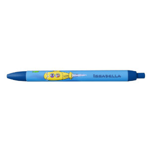 Caneta Preta Cartoon submarino feliz