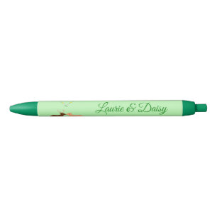 Caneta Preta Casal de veados e personalização do coração de mar