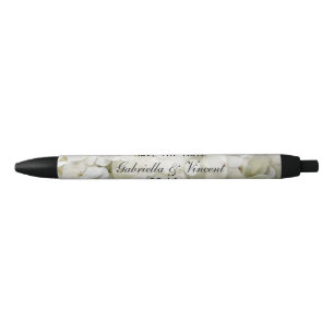 Caneta Preta Casamento de Flor Branco Hydrangea Salve a Data