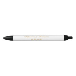 Caneta Preta Casamento Elegante Dourado Branco Preto