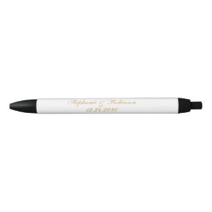 Caneta Preta Casamento Elegante Dourado Branco Preto