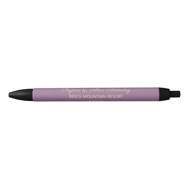 Caneta Preta Casamento Noiva Guest Gift Roxo (Frente)