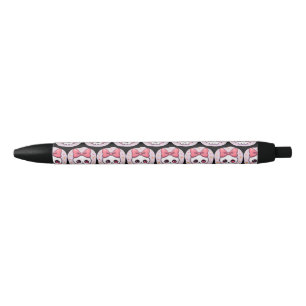 Caneta Preta Caveira Pastel Goth com Laço