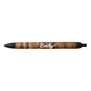 Caneta Preta Cedar Textura de Latido de Madeira