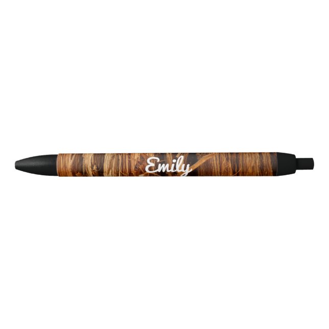 Caneta Preta Cedar Textura de Latido de Madeira (Frente)