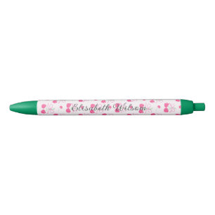 Caneta Preta Cereja cor-de-rosa com monograma de arcos