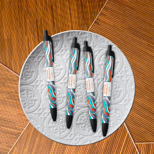 Caneta Preta Chá de Bebê Retro Groovy Tipografia Ondulada Boho