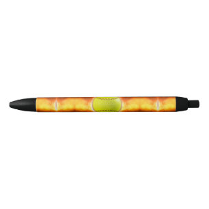Caneta Preta Chamas de bola de fogo de softball amarelo do Slip