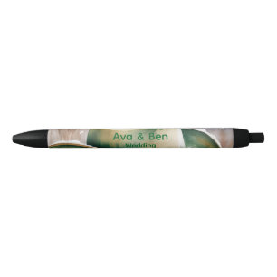Caneta Preta Chapéu de Cowboy Verde Aquarela em Casamento de Ne
