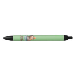 Caneta Preta Charmoso Capybara com laranja e nome infantil