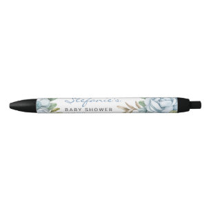 Caneta Preta Chás de fraldas de Flores Azuis de Aquarela
