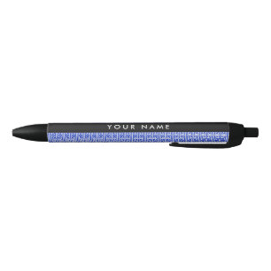 Caneta Preta Chave Grega Meander H Blue, Seu Nome Personalizar