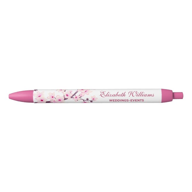 Caneta Preta Cherry Blossomo White Business Rosa (Frente)