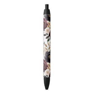 Caneta Preta Chic Burgundy Cream Floral