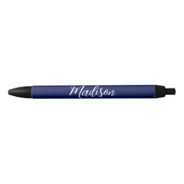 Caneta Preta Chic Navy Blue Name Custom Handwritten Script
