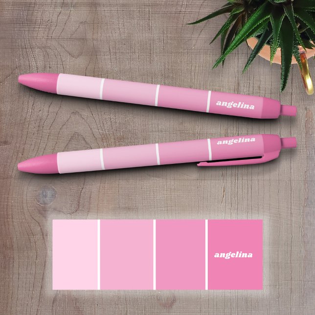 Caneta Preta Chips cor-de-rosa com nome personalizado (Personalized Writing Pens - add your name, monogram or other text)