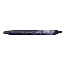 Caneta Preta Chique Azul Marinho Aquarela Abstrato Rosa Desbota