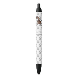 Caneta Preta Chocolate E Cartoon Branco Havanês Cão E Nome