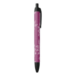 Caneta Preta Chuva de Noiva em Renda Floral com Vinho Borgonha