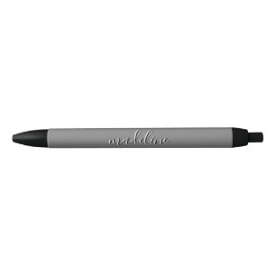 Caneta Preta Cinza Chic Dusty Dark com nome de caligrafia preto