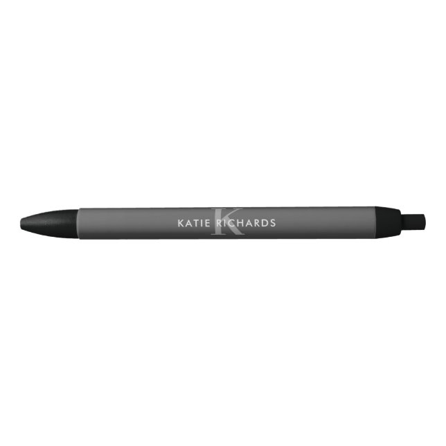 Caneta Preta Cinza Escura Personalizada Simples Preta (Frente)