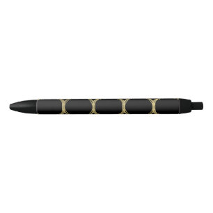 Caneta Preta Círculos Dourados & Moderno Preto Chique Glamouros