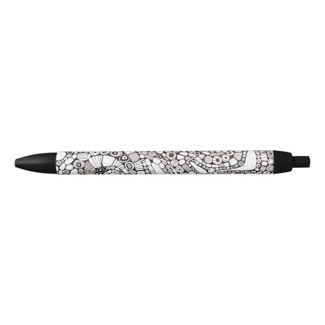 Caneta Preta Círculos Ondulados e Flexíveis Desenho Abstrato de (Frente)