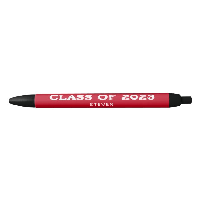 Caneta Preta Classe de 2023 Graduation Red Custom Name (Nome pe (Frente)