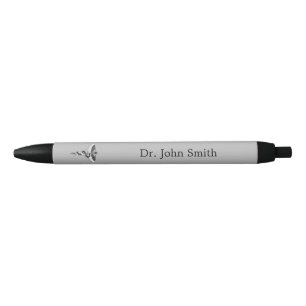 Caneta Preta Clássico Caduceus Noble Medical Elegant Black Whit