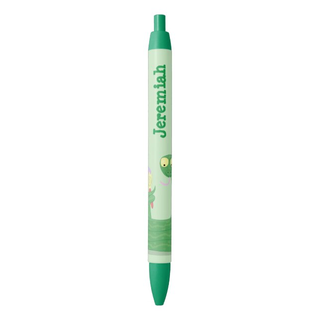 Caneta Preta Cobra verde engraçado com desenhos de maraca (Frente Vertical)