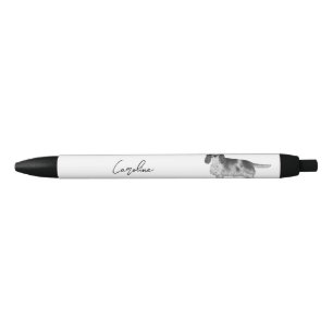 Caneta Preta Cocker Spaniel em Preto e Branco & Texto Personali