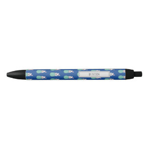 Caneta Preta Coelhinho Branco Bonito Segurando Ovo De Páscoa